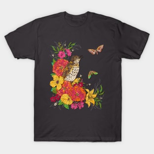 Floral Song Thrush T-Shirt